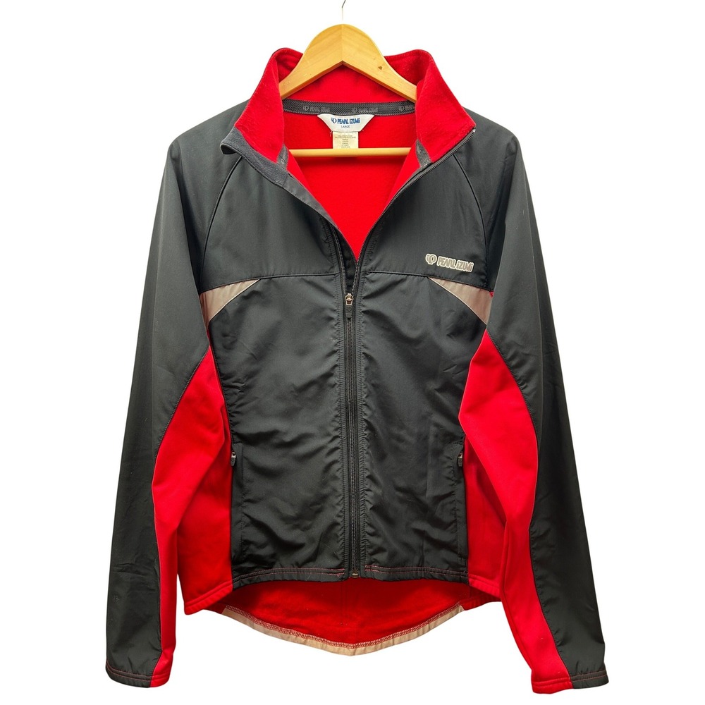 Pearl Izumi Cycling Jacket Mens Large Red Black Reflective Full Zip Performance